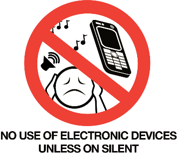 No use of electronic devices unless on silent