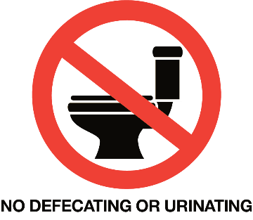 No defecating or urinating